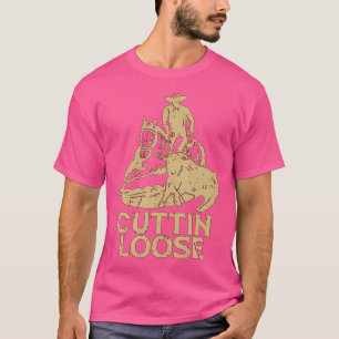 Camiseta Cuttin Loose ama o Cavalo Ocidental a Correr Corta