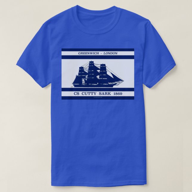 Camiseta Cutty Sark em branco azul 2 (Frente do Design)