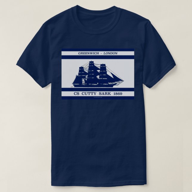 Camiseta Cutty Sark em branco azul 3 (Frente do Design)