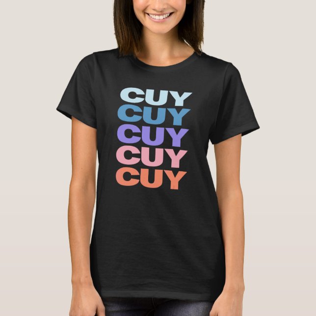 Camiseta Cuy de Texto Repetido Moderno (Frente)