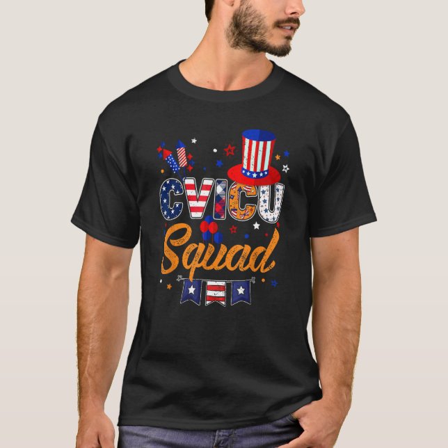 Camiseta CVICU Squad 4th July CVICU Nurse RN Matching Indep (Frente)