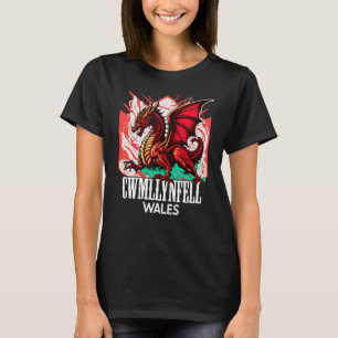 Camiseta Cwmllynfall Wales Welsh Flag Y Ddraig Goch Dragon