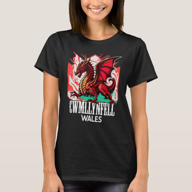 Camiseta Cwmllynfall Wales Welsh Flag Y Ddraig Goch Dragon (Frente)