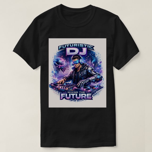 Camiseta Cyber-Beat: The Future of Sound (Frente do Design)