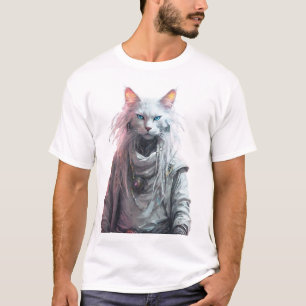 Camiseta Cyber Cat Branco Místico