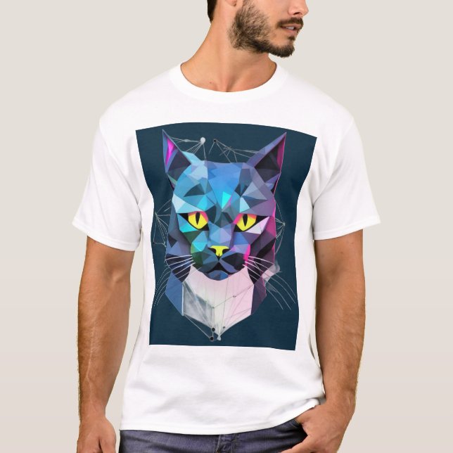 Camiseta Cyber Cat Geométrico (Frente)