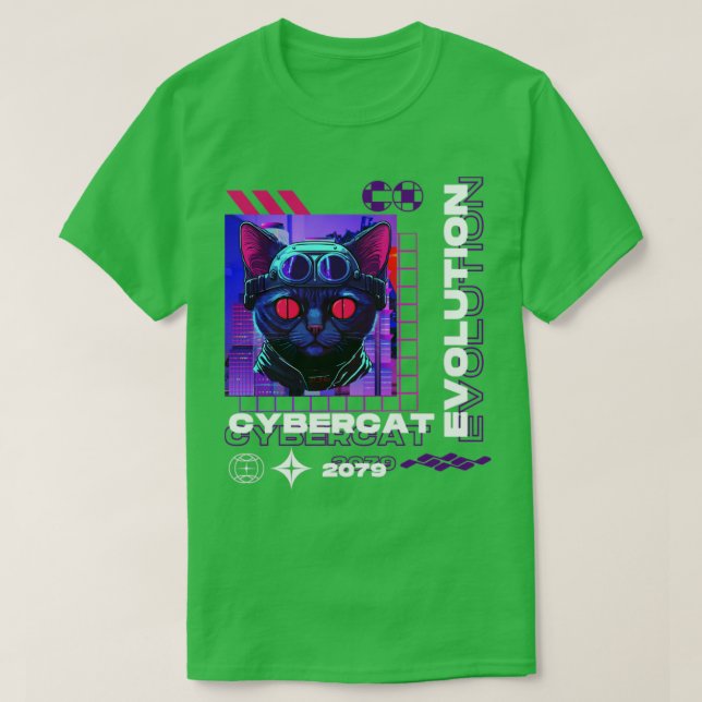 Camiseta Cyber Cat Retro (Frente do Design)