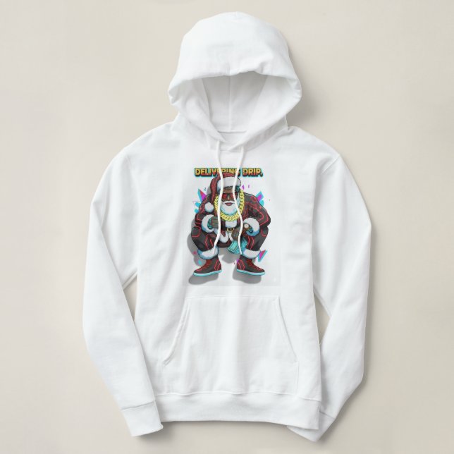 Camiseta CYBER-CLAUS: Edição Limitada Capuz Gráfico  (Frente do Design)