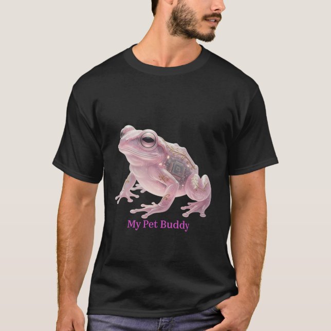 Camiseta Cyber Crystal Frog Surreal Techno Nature Fusion (Frente)