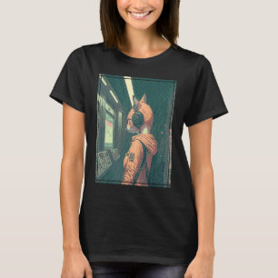 Camiseta Cyber Futurística Tech Cat. no metrô de Tóquio Jap