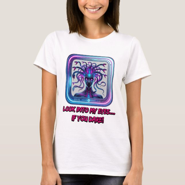 Camiseta Cyber Medusa Neon - Camisa-T feminina (Frente)