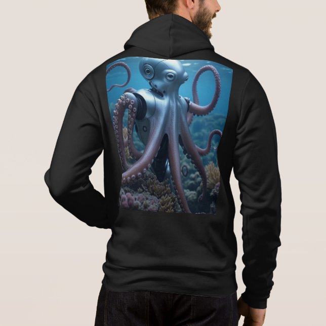 Camiseta Cyber Octopus black Bella zip hoodie back (Verso)