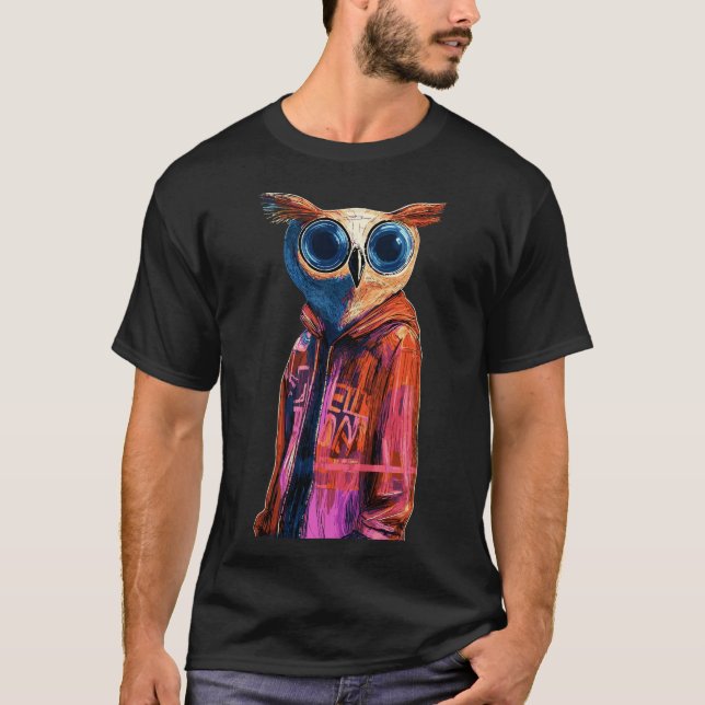 Camiseta Cyber Owl - Futurística Streetwise 1 (Frente)