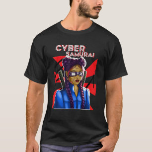Camiseta Cyber Samurai Girl Gamer Katana Virtual R Japonês