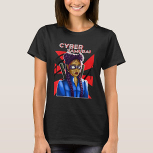 Camiseta Cyber Samurai Girl Gamer Katana Virtual R Japonês