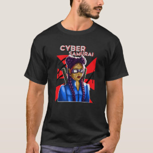 Camiseta Cyber Samurai Girl Gamer Katana Virtual R Japonês
