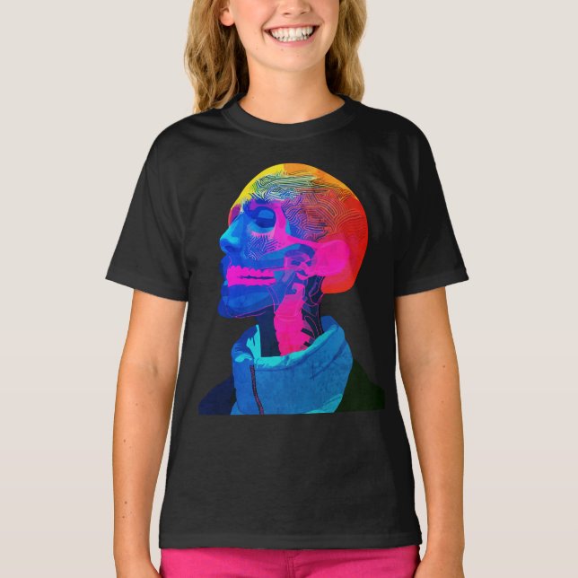 Camiseta Cyber Skull - Arte da Anatomia Futurística (Frente)