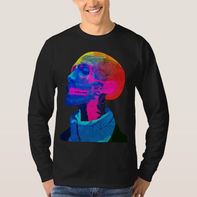 Camiseta Cyber Skull – Arte de Anatomia Futurística (Frente)