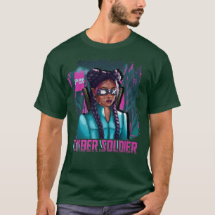 Camiseta Cyber Soldier Girl Gamer Katana Samurai Ninja Japa