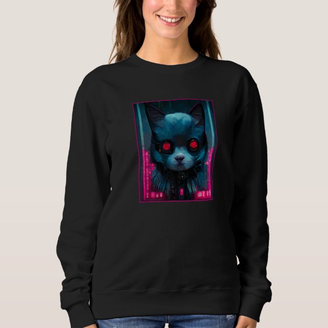 Camiseta Cybernetic Cyborg Cyberpunk Cat   (Frente)