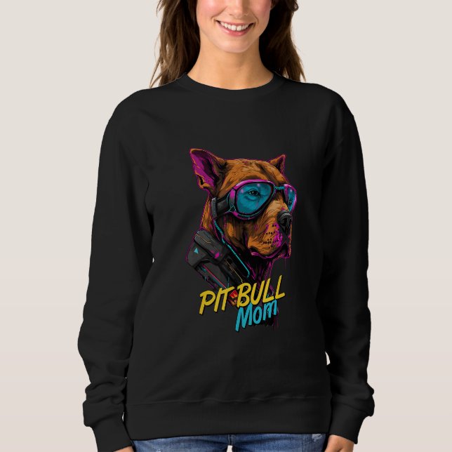 Camiseta Cyberpunk American Pit Bull Terrier Loving Moms Fu (Frente)