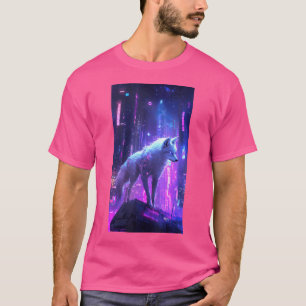 Camiseta Cyberpunk Anime Wolf Digital Art Futurística Magia