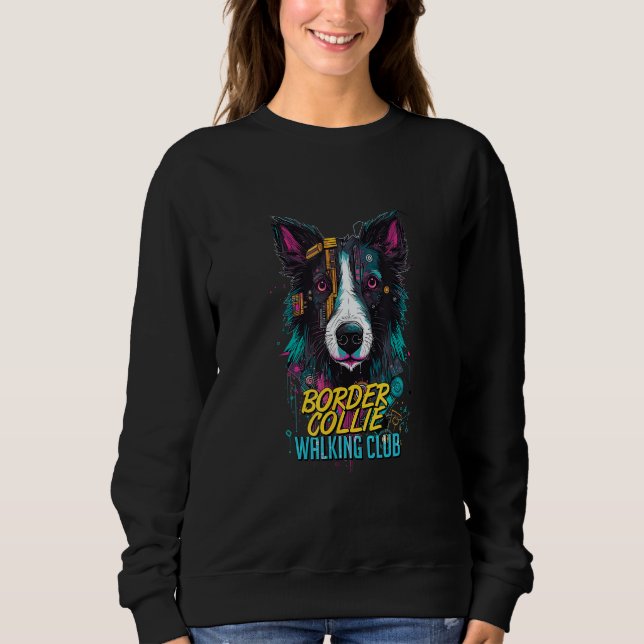 Camiseta Cyberpunk Border Collie Walking Club Futuristic Do (Frente)