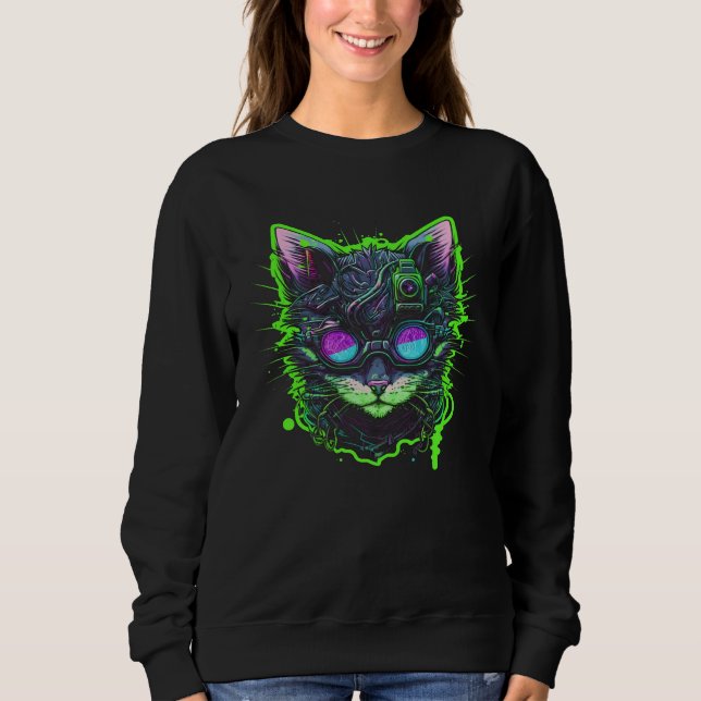 Camiseta Cyberpunk Cool Cat (Frente)
