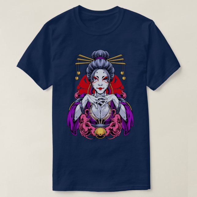 Camiseta Cyberpunk Geisha Girl (Frente do Design)