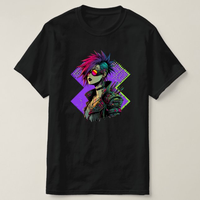 Camiseta Cyberpunk Girl (Frente do Design)