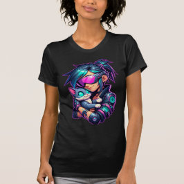 Camiseta Cyberpunk Girl and Cat