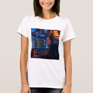 Camiseta Cyberpunk Girl Coder - Estética de Jogos