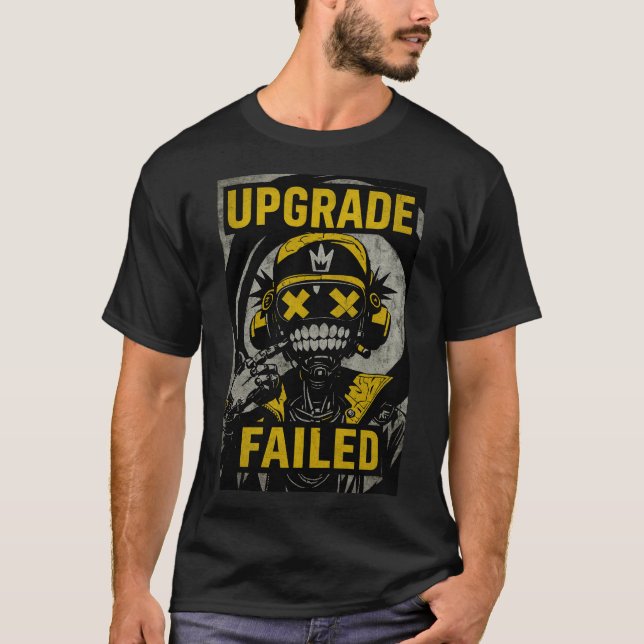 Camiseta Cyberpunk Glitch - Upgrade Failed Dystopia (Frente)