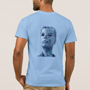 Camiseta Cyberpunk IA Humano Circuito Azul
