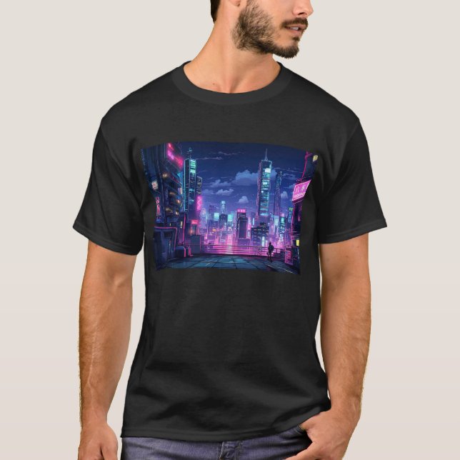 Camiseta Cyberpunk Japan Rooftop (Frente)