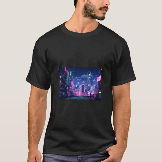 Camiseta Cyberpunk Japan Rooftop (Frente)