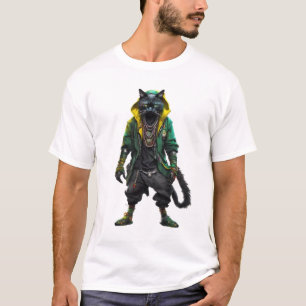 Camiseta Cyberpunk Mystical Rastafarian Cat