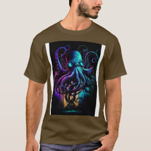 Camiseta Cyberpunk Octopus Abstrato Animal Sea Creator Art