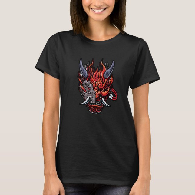 Camiseta Cyberpunk Oni Demon Japonês 1 (Frente)