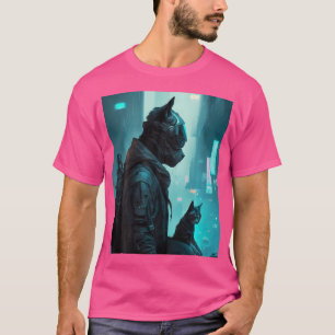 Camiseta Cyberpunk Panther Sci-Fi Futurística Cidade da Vid