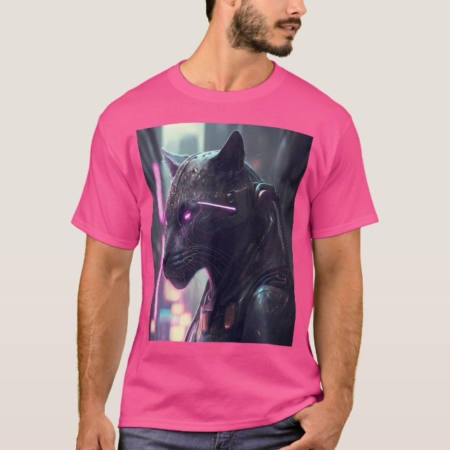 Camiseta Cyberpunk Panther Sci-Fi Futurística Cidade da Vid (Frente)