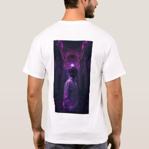 Camiseta Cyberpunk Purple e Black Abstrato Graphic T-Shir