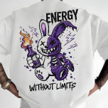 Camiseta Cyberpunk Rabbit Graphic - Energy Without Limits S<br><div class="desc">Unleash your inner rebel with this "Energy Without Limits" graphic T-shirt. Featuring a bold, split-design cyberpunk rabbit holding a flaming bottle, this illustration perfectly blends urban graffiti vibes with a dark anime aesthetic. Whether you're into streetwear, Harajuku style, or edgy digital art, this high-quality design is made to stand out....</div>