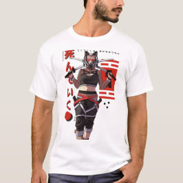 Camiseta Cyberpunk Samurai Girl Fox Mask