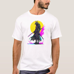 Camiseta Cyberpunk Samurai Warrior Neon Art Design