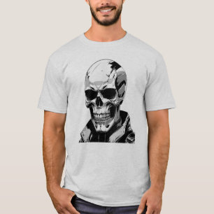 Camiseta Cyberpunk Skull Futurística Tee Design
