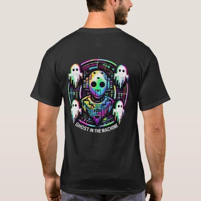 Camiseta 🤖 Cyberpunk Streetwear Gamer Ghost na Máquina (Verso)