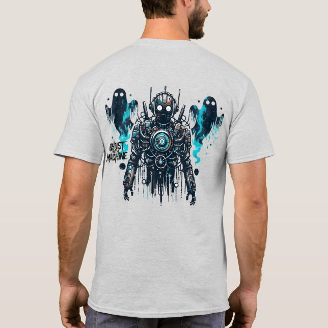 Camiseta 🤖 Cyberpunk Streetwear Gamer Ghost na Máquina (Verso)