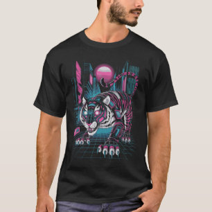 Camiseta Cyberpunk Tiger - Besta Neon Futurística