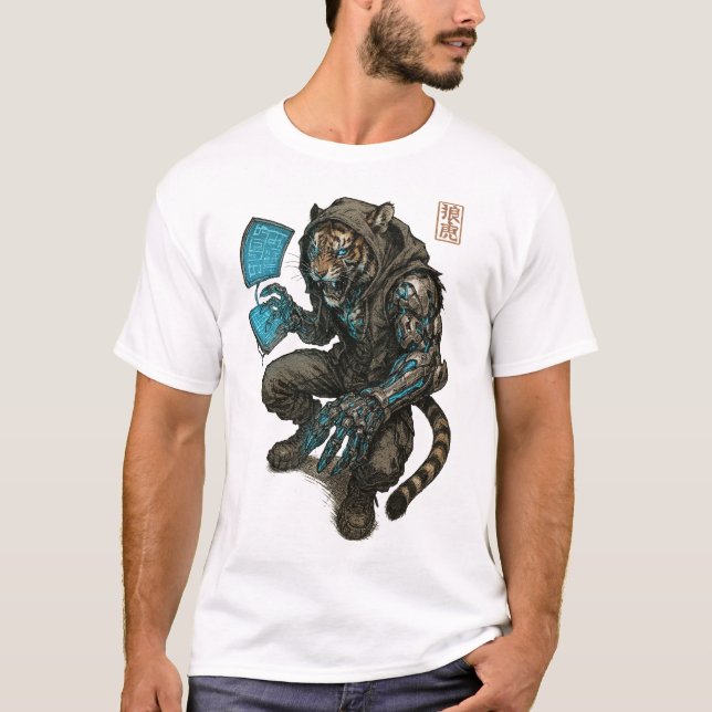 Camiseta Cyberpunk Tiger (Hacker) (Frente)